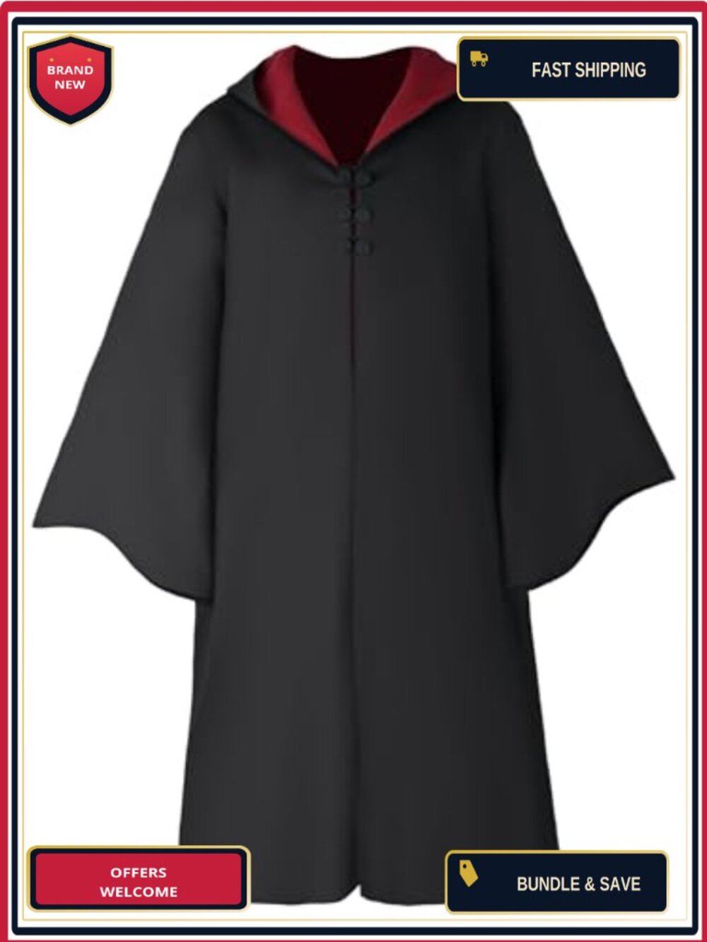 Wizard Robe Cloak Hooded Adult Teens Magician Cape Halloween Costume Cosplay